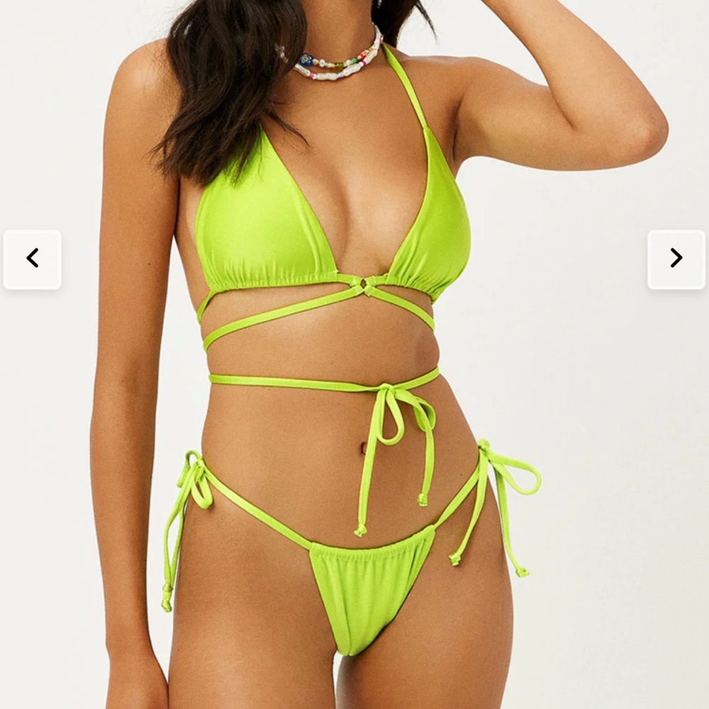 Frankie’s Bikinis: satin top and bottom